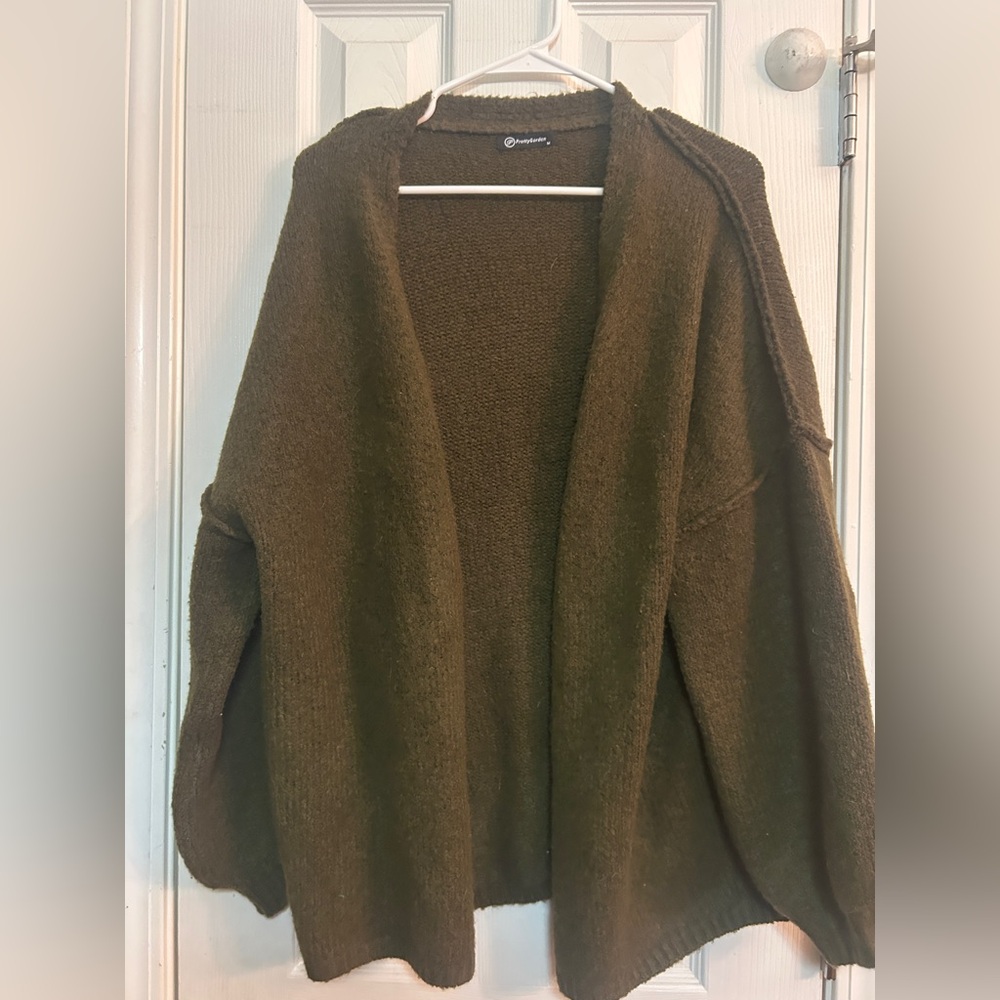 Olive Green Open Front Cardigan medium